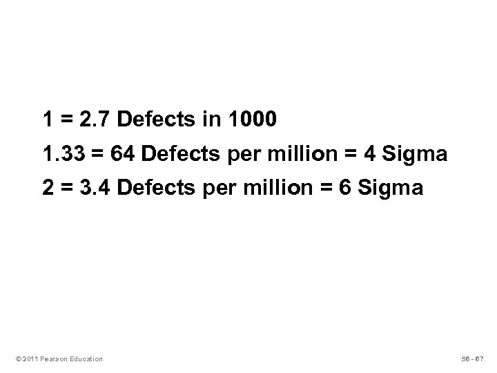 1 = 2. 7 Defects in 1000 1. 33 = 64 Defects per million