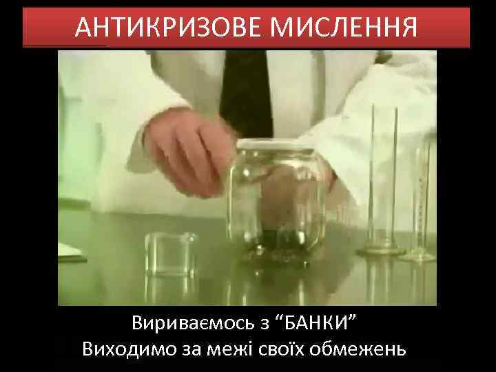 АНТИКРИЗОВЕ МИСЛЕННЯ Вириваємось з “БАНКИ” Виходимо за межі своїх обмежень 