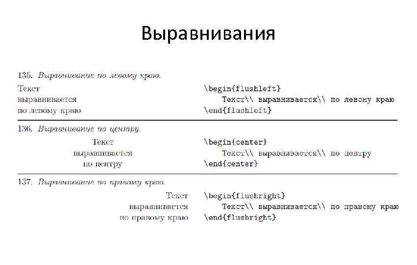 Выравнивания 