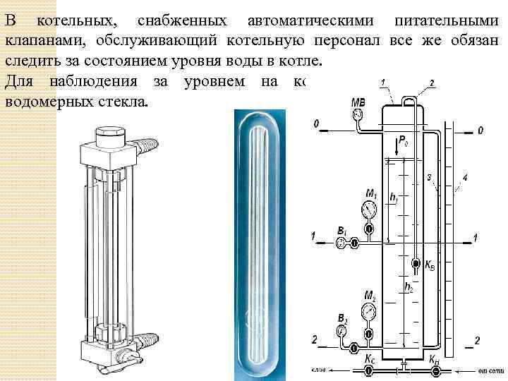 На рисунке 120 показано водомерное стекло парового котла где