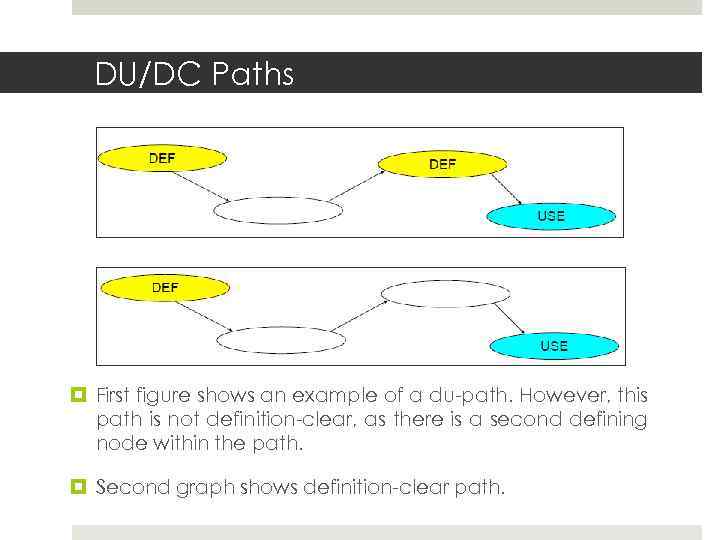 DU/DC Paths First figure shows an example of a du-path. However, this path is