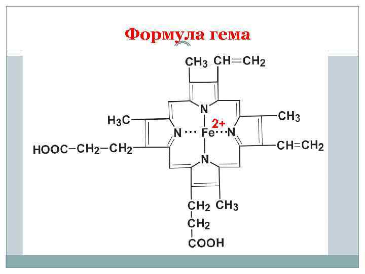 Формула гема … 2+ … 