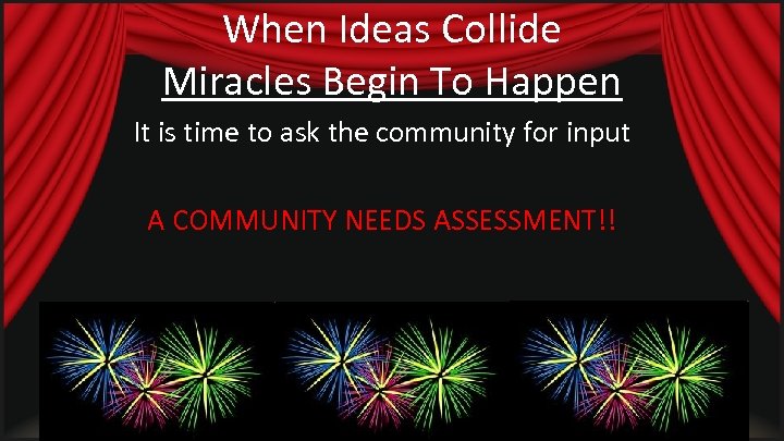 When Ideas Collide Miracles Begin To Happen It is time to ask the community