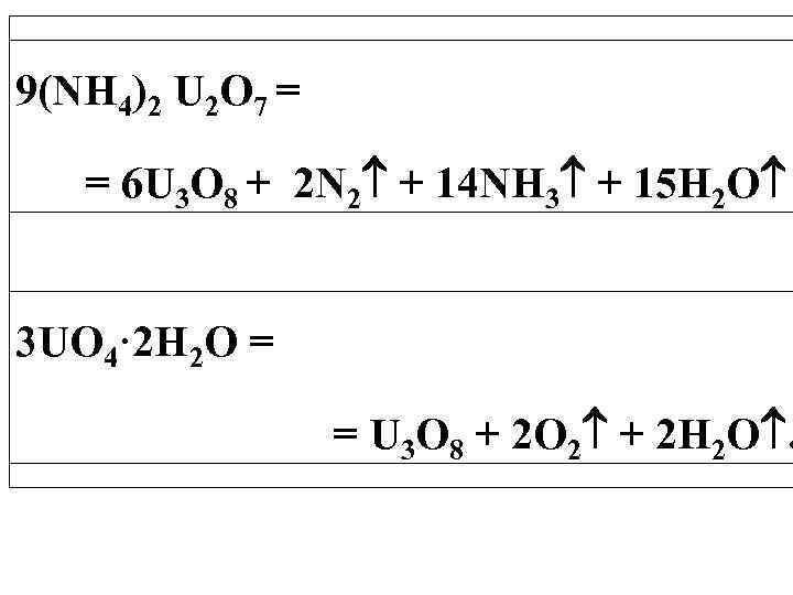  9(NH 4)2 U 2 O 7 = = 6 U 3 O 8