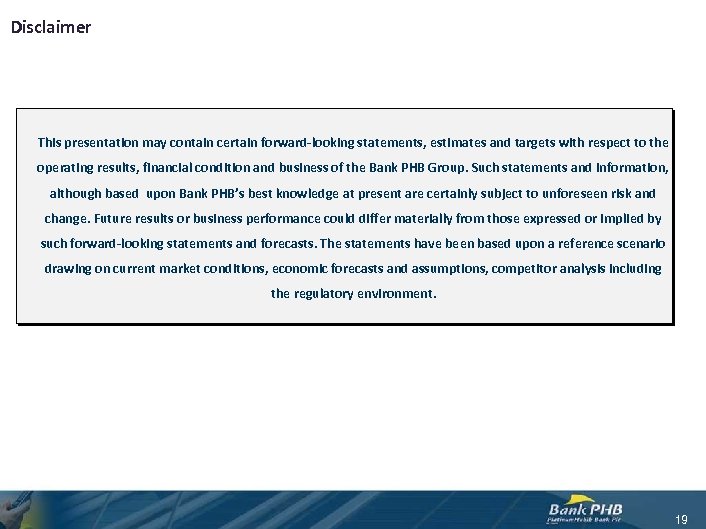 Disclaimer This presentation may contain certain forward-looking statements, estimates and targets with respect to