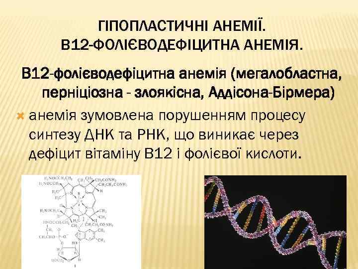 ГІПОПЛАСТИЧНІ АНЕМІЇ. В 12 -ФОЛІЄВОДЕФІЦИТНА АНЕМІЯ. В 12 -фолієводефіцитна анемія (мегалобластна, перніціозна - злоякісна,