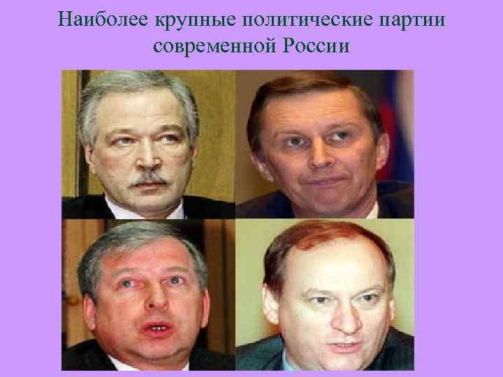 Наиболее крупные политические партии современной России 