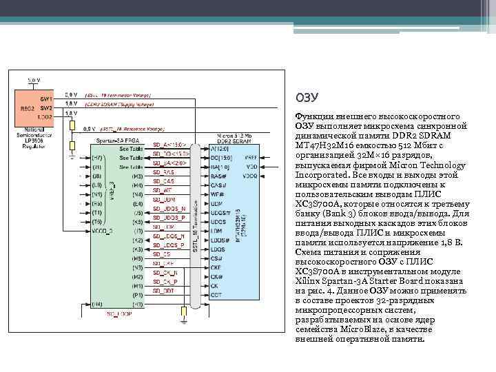 ОЗУ Функции внешнего высокоскоростного ОЗУ выполняет микросхема синхронной динамической памяти DDR 2 SDRAM MT