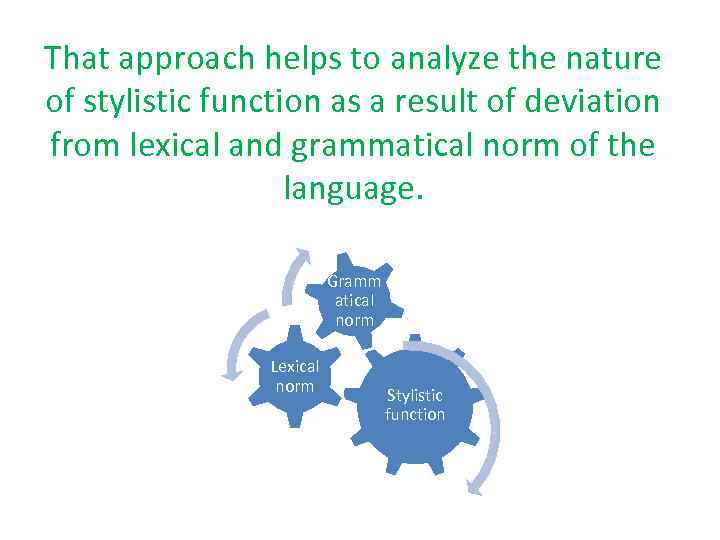 That approach helps to analyze the nature of stylistic function as a result of