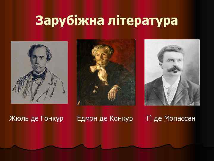 Зарубіжна література Жюль де Гонкур Едмон де Конкур Гі де Мопассан 