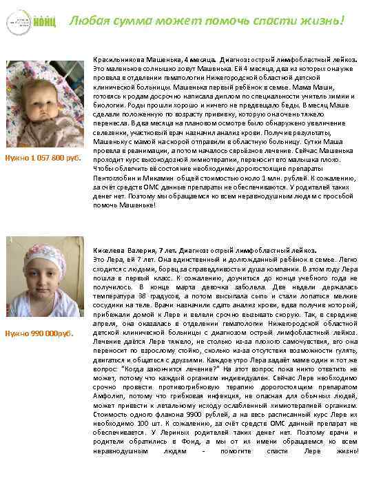 Любая сумма может помочь спасти жизнь! Нужно 1 057 800 руб. Нужно 990 000