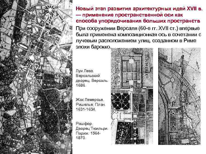 Новый этап развития архитектурных идей XVII в. — применение пространственной оси как способа упорядочивания