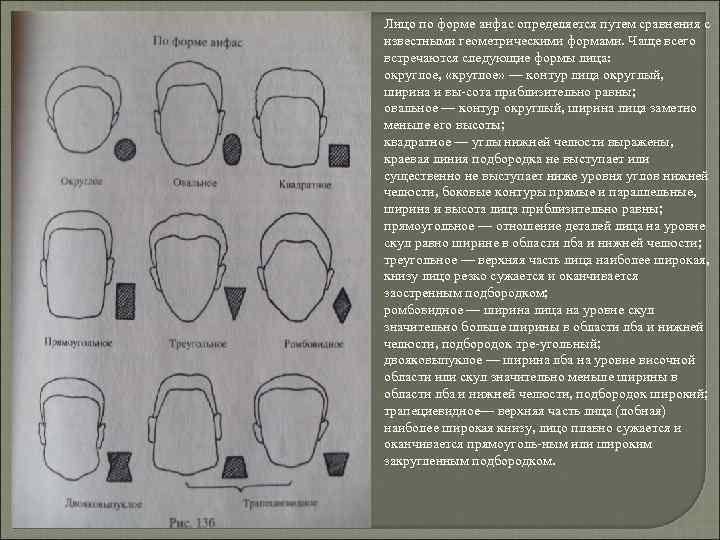 Лицо по форме анфас определяется путем сравнения с известными геометрическими формами. Чаще всего встречаются