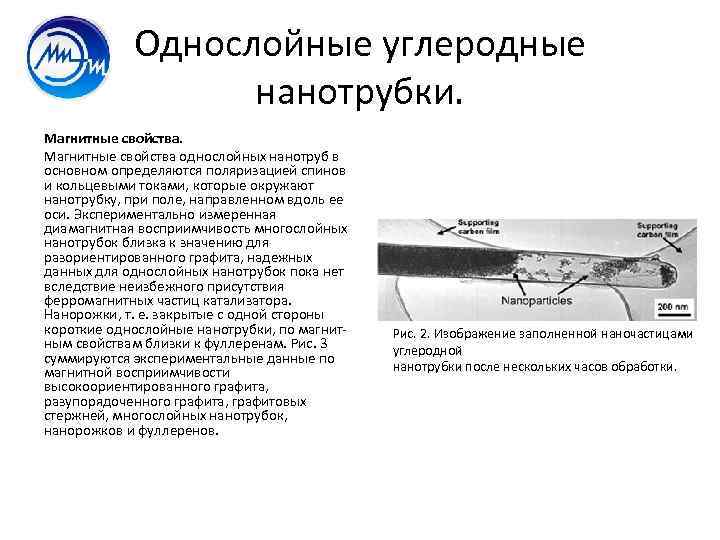 Однослойные углеродные нанотрубки. Магнитные свойства однослойных нанотруб в основном определяются поляризацией спинов и кольцевыми