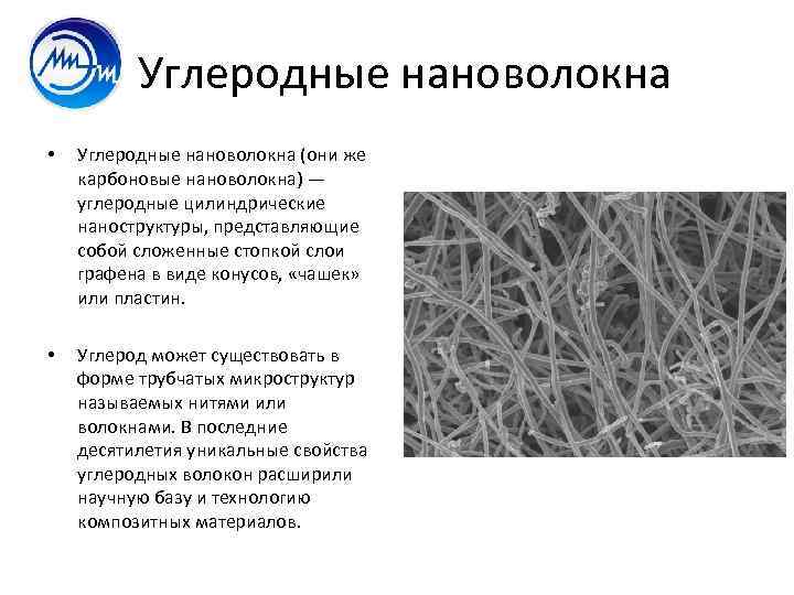 Углеродные нановолокна • Углеродные нановолокна (они же карбоновые нановолокна) — углеродные цилиндрические наноструктуры, представляющие