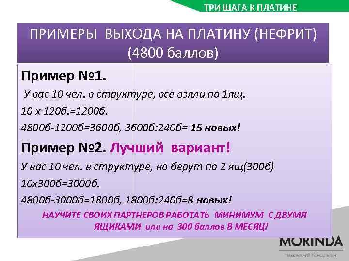 ТРИ ШАГА К ПЛАТИНЕ ПРИМЕРЫ ВЫХОДА НА ПЛАТИНУ (НЕФРИТ) (4800 баллов) Пример № 1.