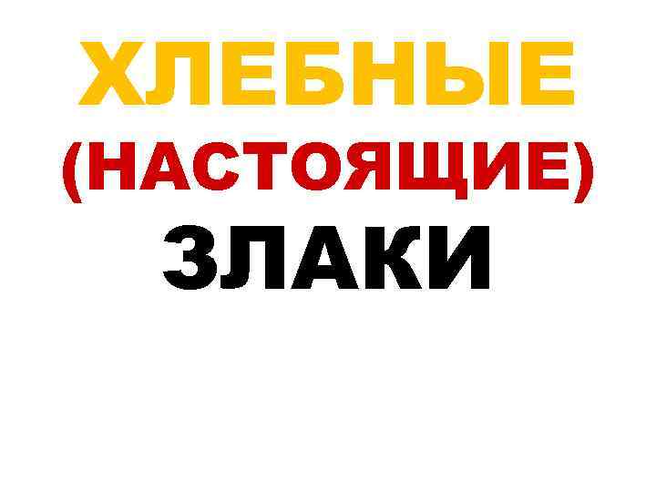 ХЛЕБНЫЕ (НАСТОЯЩИЕ) ЗЛАКИ 