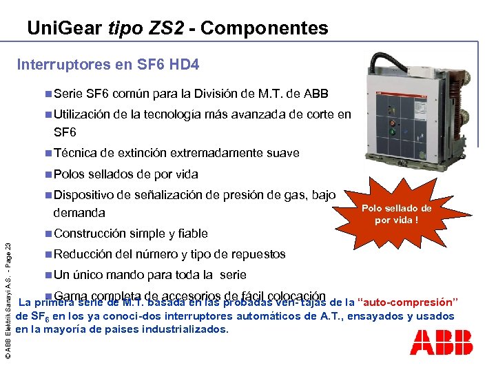 Uni. Gear tipo ZS 2 - Componentes Interruptores en SF 6 HD 4 n