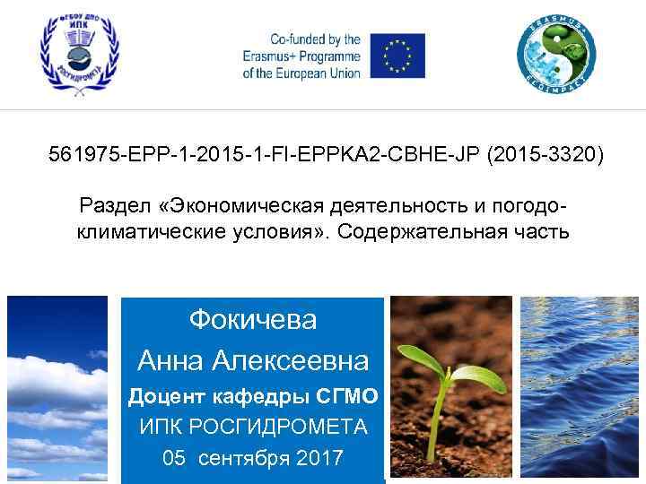  561975 -EPP-1 -2015 -1 -FI-EPPKA 2 -CBHE-JP (2015 -3320) Раздел «Экономическая деятельность и