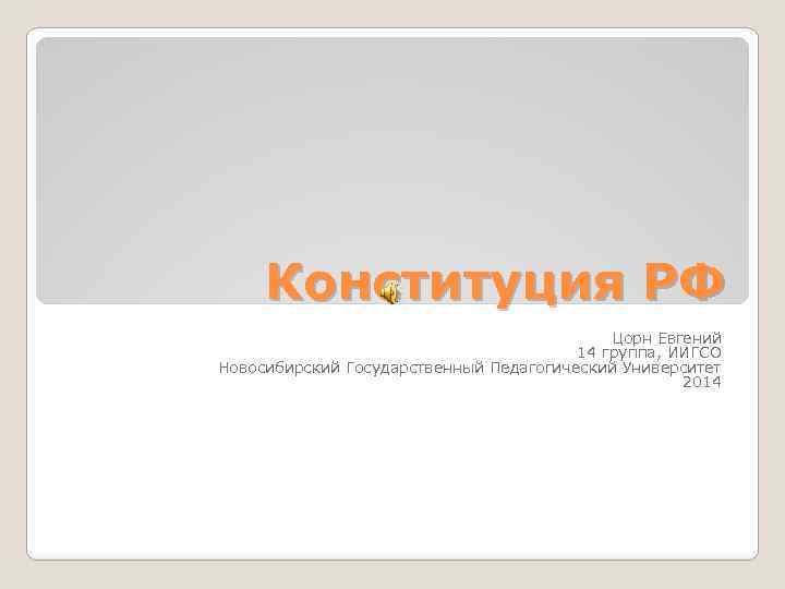 Конституция РФ Цорн Евгений 14 группа, ИИГСО Новосибирский Государственный Педагогический Университет 2014 