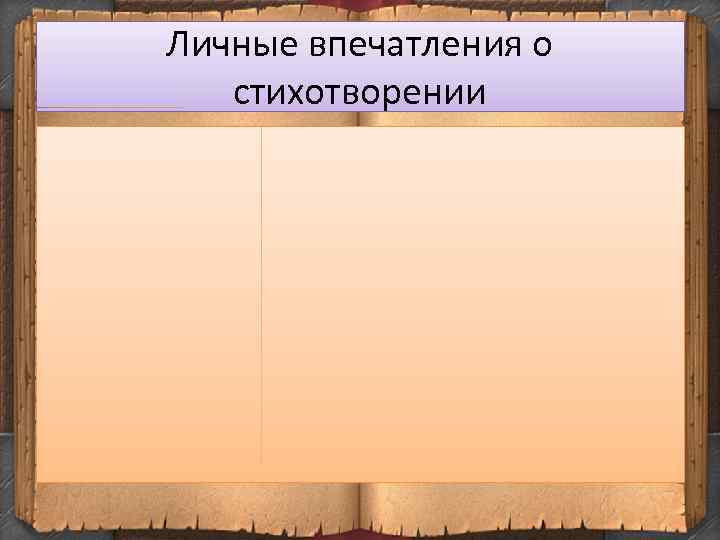 Личные впечатления о стихотворении 