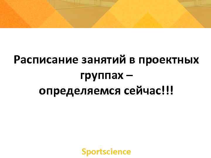 Расписание занятий в проектных группах – определяемся сейчас!!! Sportsсience 