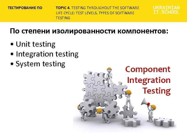 Topic тест. Тестирование по. Types of software Testing. Levels of Testing.