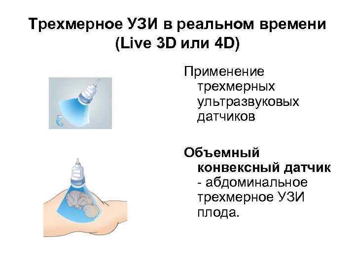 Трехмерное УЗИ в реальном времени (Live 3 D или 4 D) Применение трехмерных ультразвуковых