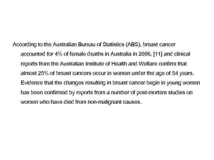 According to the Australian Bureau of Statistics (ABS), breast cancer accounted for 4% of