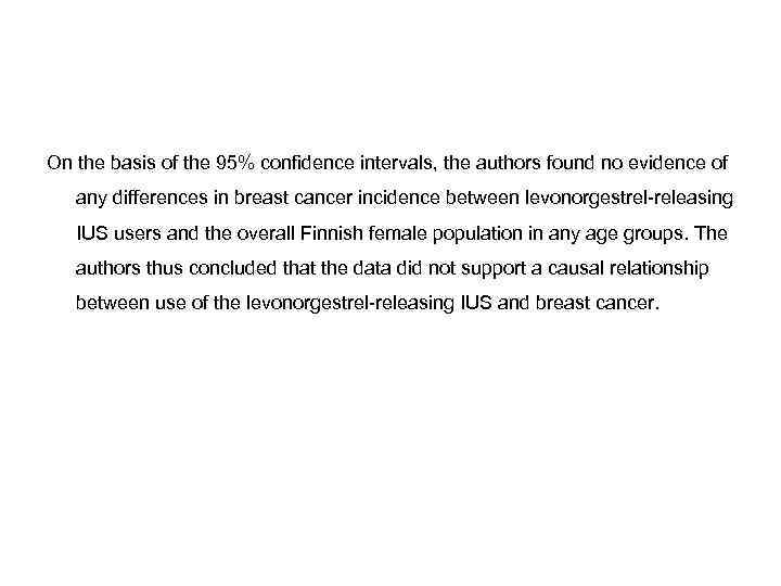 On the basis of the 95% confidence intervals, the authors found no evidence of