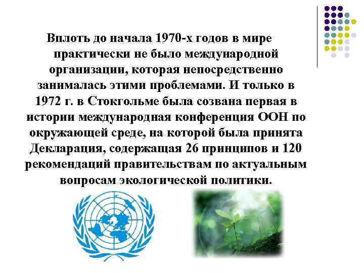 Вплоть до начала 1970 -х годов в мире практически не было международной организации, которая
