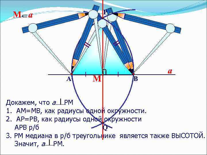 P М a А М В a Докажем, что а РМ 1. АМ=МВ, как