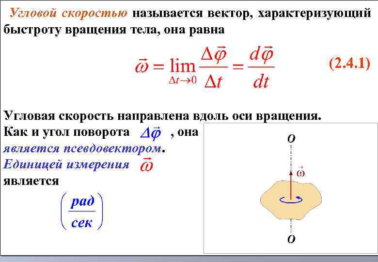 Угловая скорость вращающегося тела