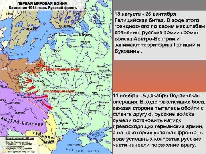 Восточный фронт первой мировой войны карта 1914 1918