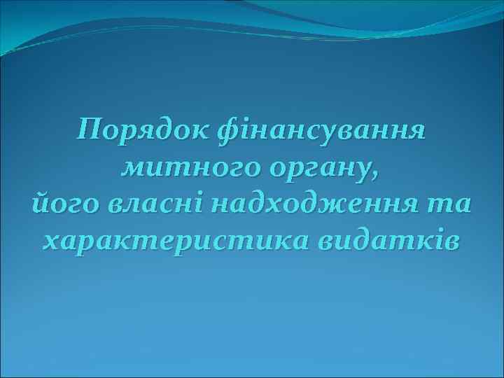 Порядок фінансування митного органу, його власні надходження та характеристика видатків 