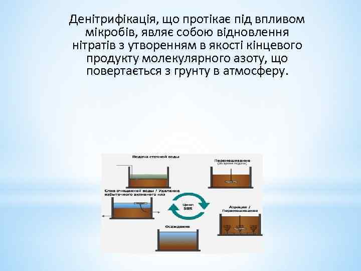 Денітрифікація, що протікає під впливом мікробів, являє собою відновлення нітратів з утворенням в якості
