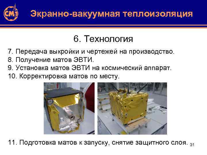 Экранно-вакуумная теплоизоляция 6. Технология 7. Передача выкройки и чертежей на производство. 8. Получение матов