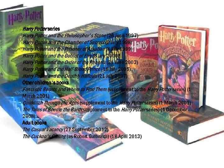 Harry Potter series Harry Potter and the Philosopher's Stone (26 June 1997) Harry Potter