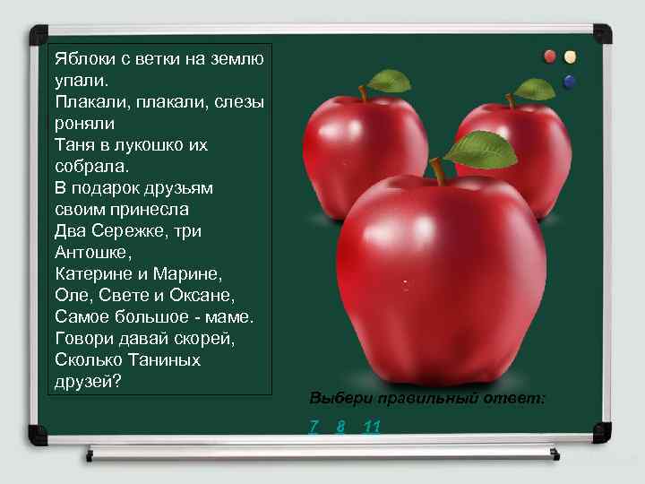Яблоки с ветки на землю упали. Плакали, плакали, слезы роняли Таня в лукошко их