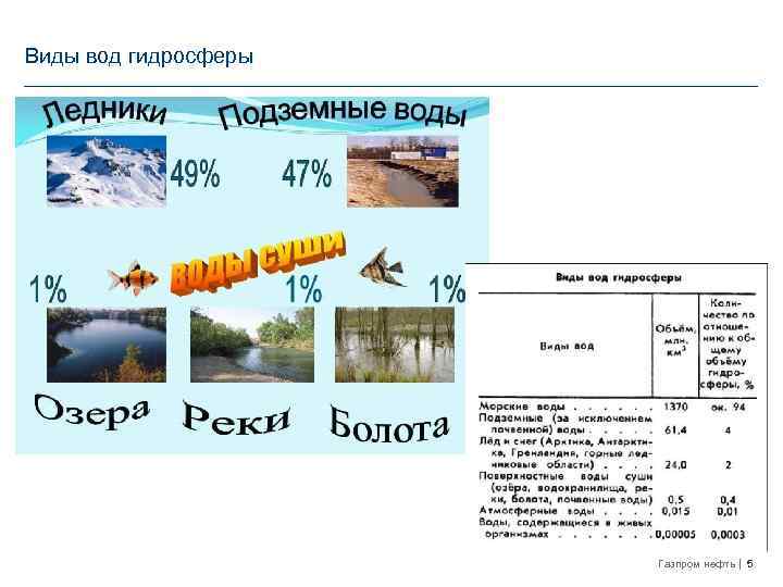 Виды вод гидросферы Газпром нефть 5 