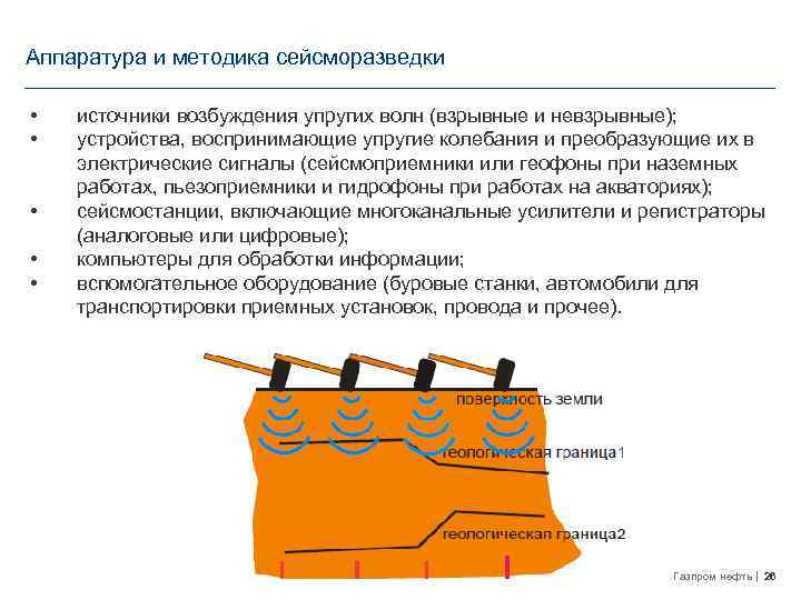Аппаратура и методика сейсморазведки • • • источники возбуждения упругих волн (взрывные и невзрывные);