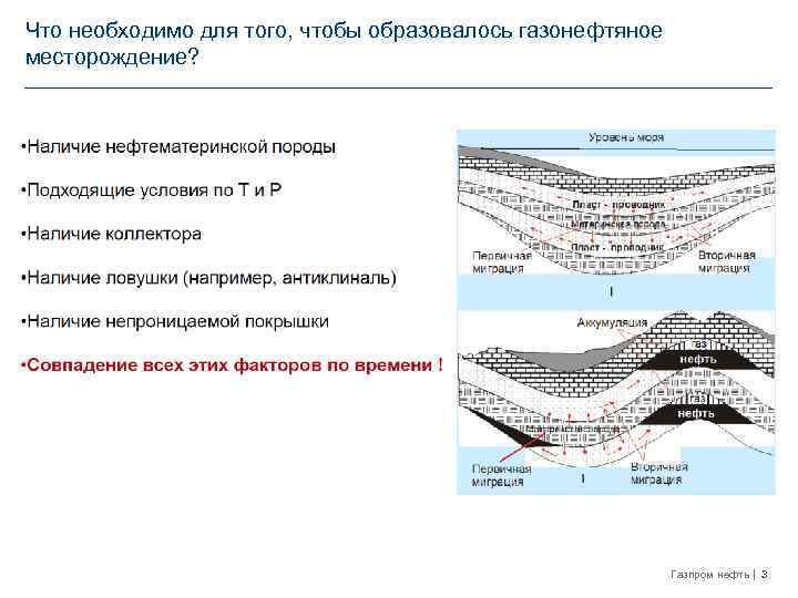 Что необходимо для того, чтобы образовалось газонефтяное месторождение? Газпром нефть 3 