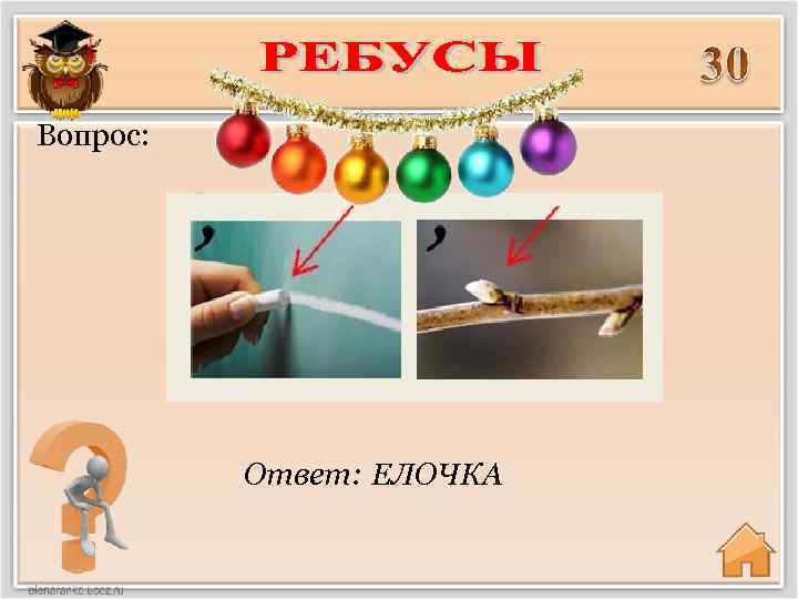 Вопрос: Ответ: ЕЛОЧКА 