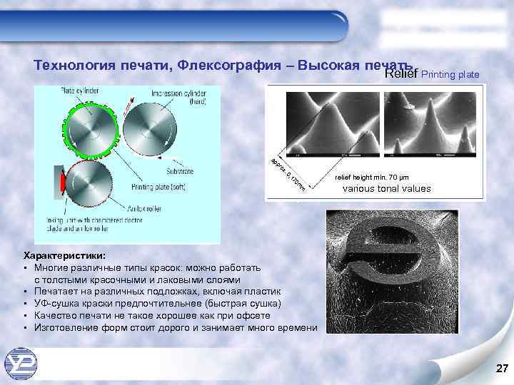 Технология печати, Флексография – Высокая печать Relief Printing plate ap pr ox . 0