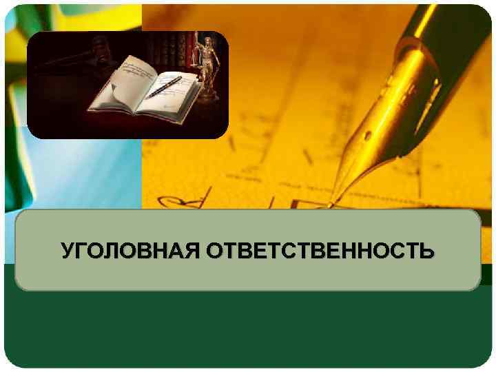 УГОЛОВНАЯ ОТВЕТСТВЕННОСТЬ 