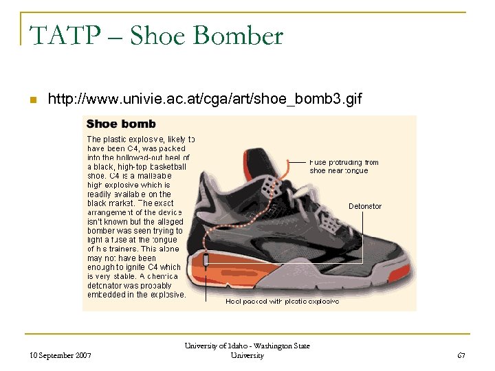 TATP – Shoe Bomber n http: //www. univie. ac. at/cga/art/shoe_bomb 3. gif 10 September
