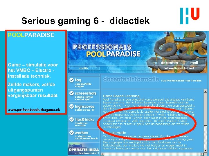 Serious gaming 6 - didactiek POOLPARADISE Game – simulatie voor het VMBO – Electro