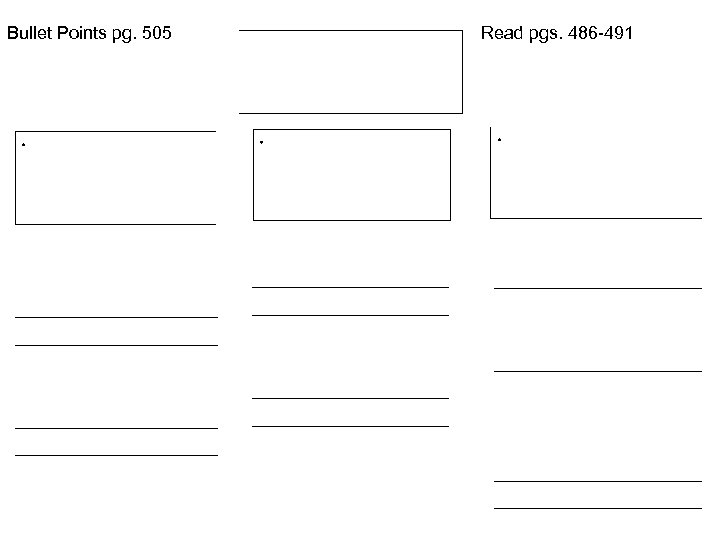 Bullet Points pg. 505 Read pgs. 486 -491 
