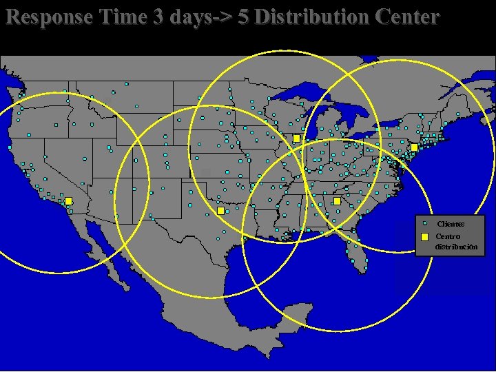 Response Time 3 days-> 5 Distribution Center Clientes Centro distribución 